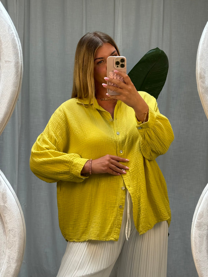 Musselin Bluse Bali - Kurz in Gelb