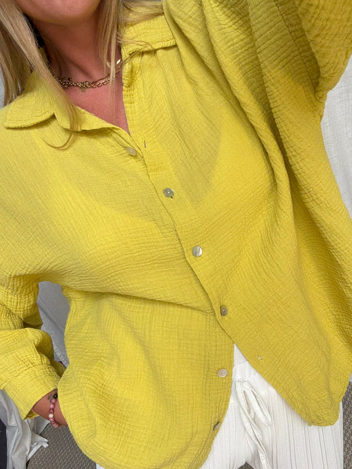 Musselin Bluse Bali - Kurz in Gelb