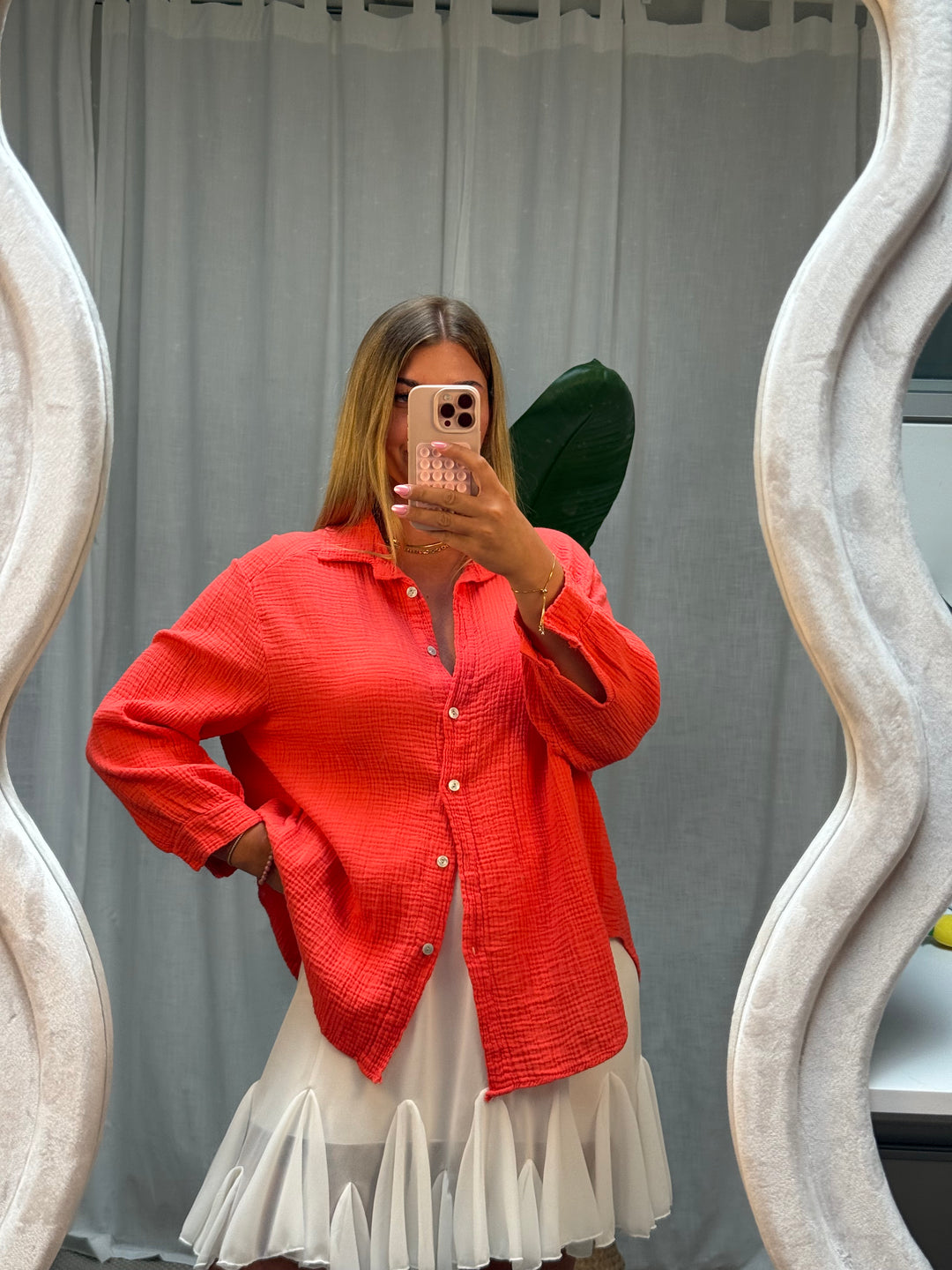 Musselin Bluse Bali - Kurz Cherry