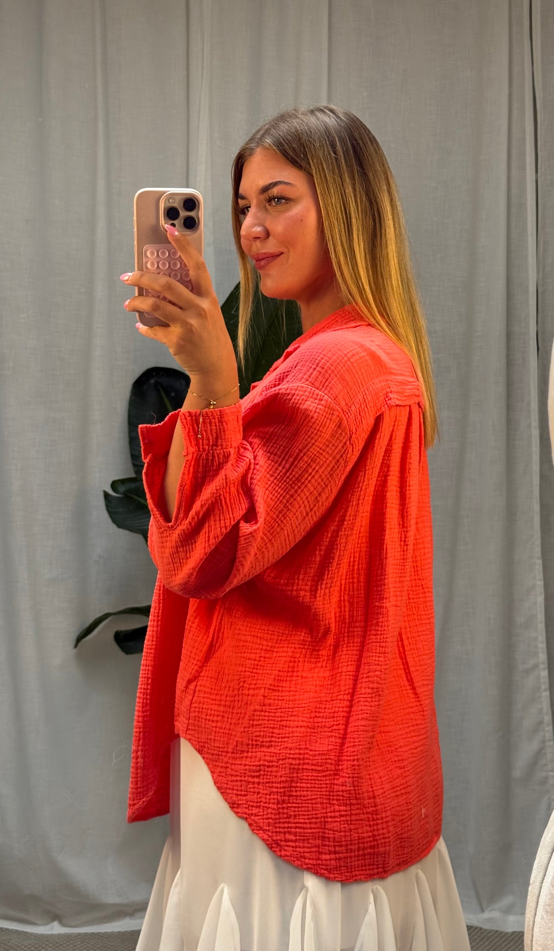 Musselin Bluse Bali - Kurz Cherry