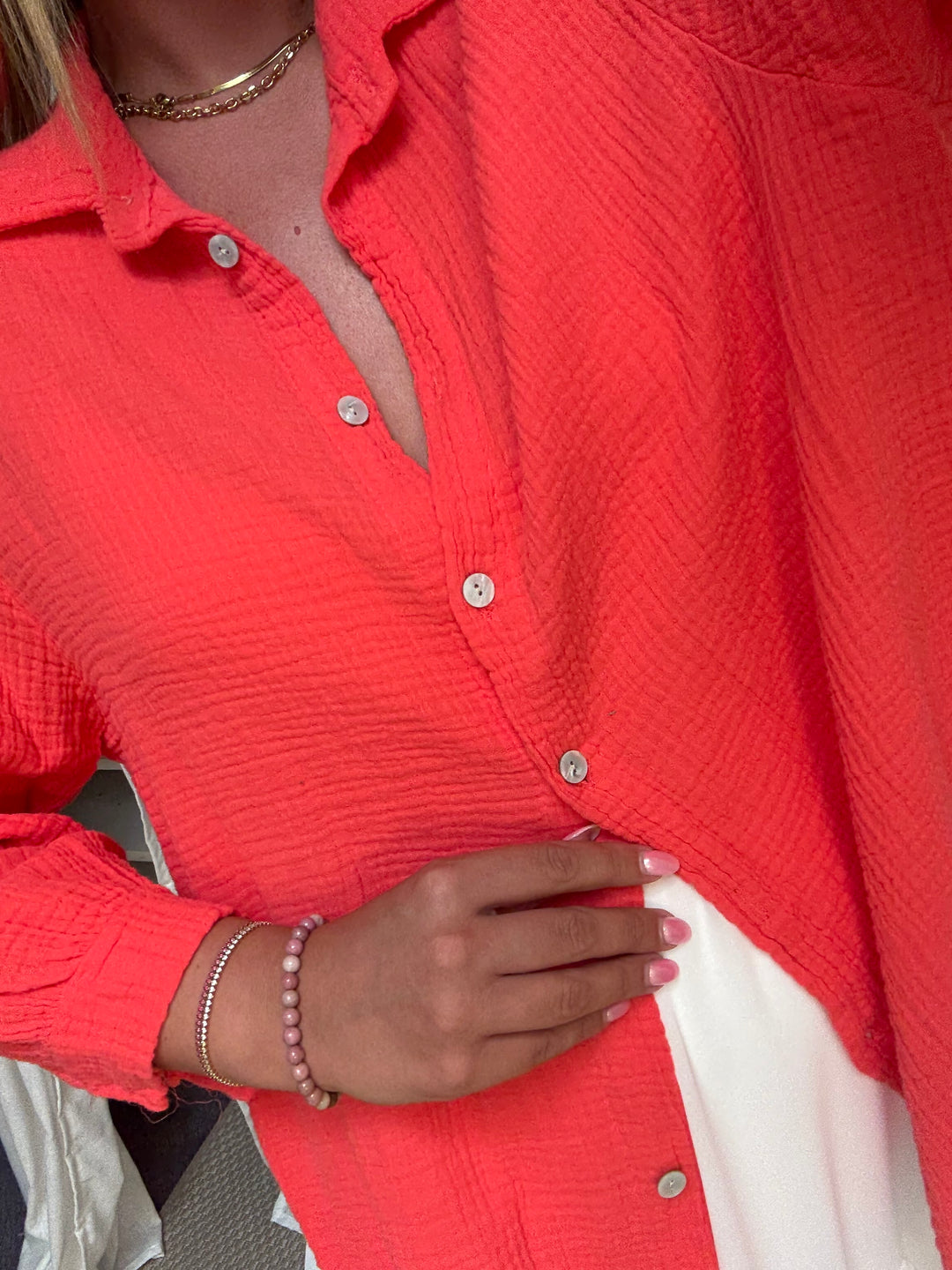 Musselin Bluse Bali - Kurz Cherry
