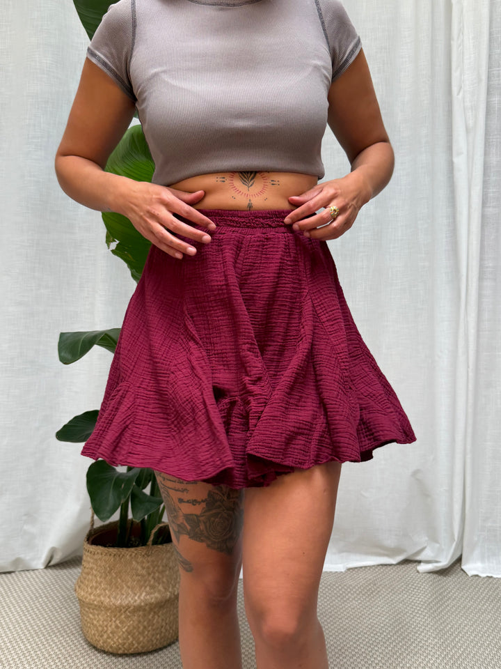 Musselin Skort Aria - Burgundy