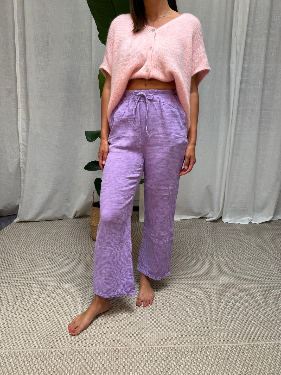 Musselin Hose Eleni – Purple