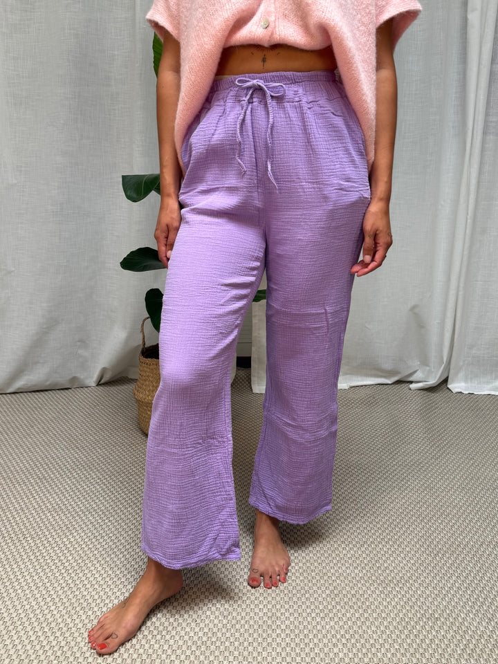 Musselin Hose Eleni – Purple