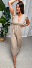 Musselin Kleid Amara - Beige