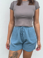 Musselin Shorts - Blau