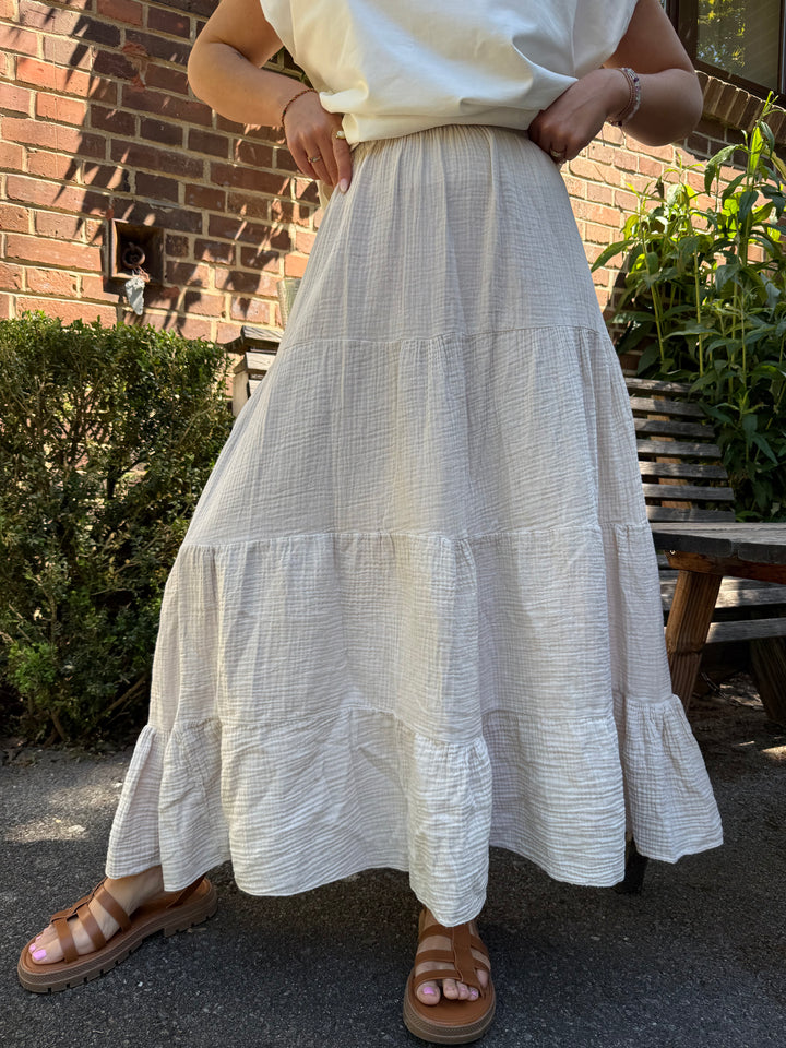 MUSSELIN MAXI ROCK - BEIGE