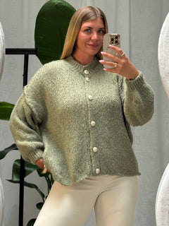 Strickcardigan Kurz - Khaki