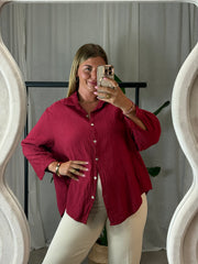 Musselin Bluse Bali - Kurz Beere
