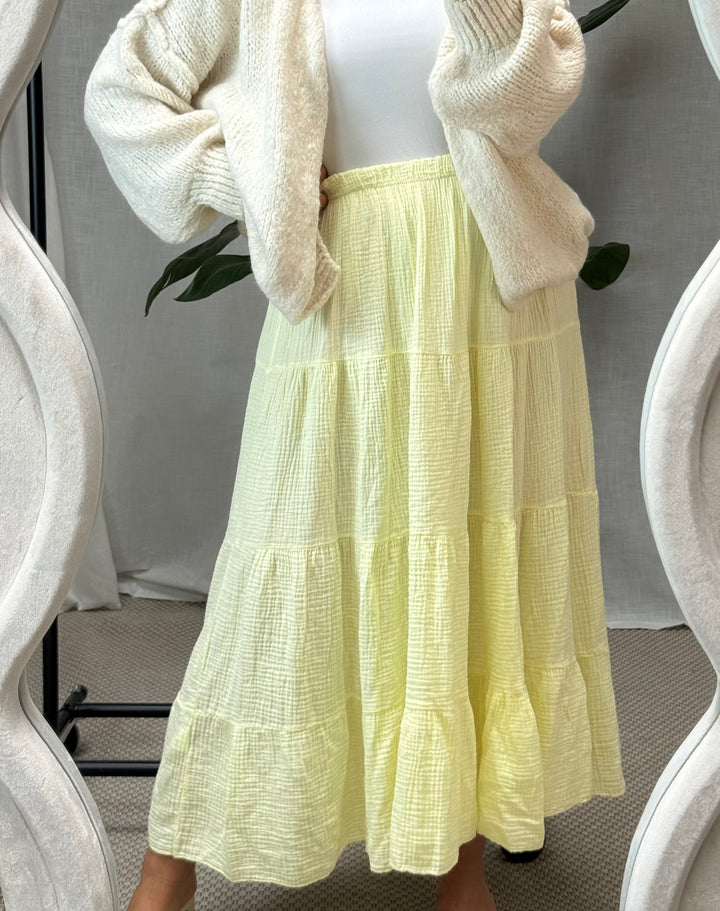 Musselin Maxi Rock Alma - Butter Yellow