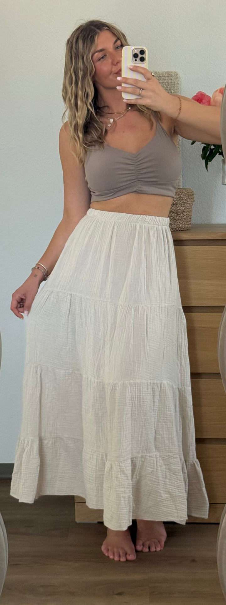 MUSSELIN MAXI ROCK - BEIGE