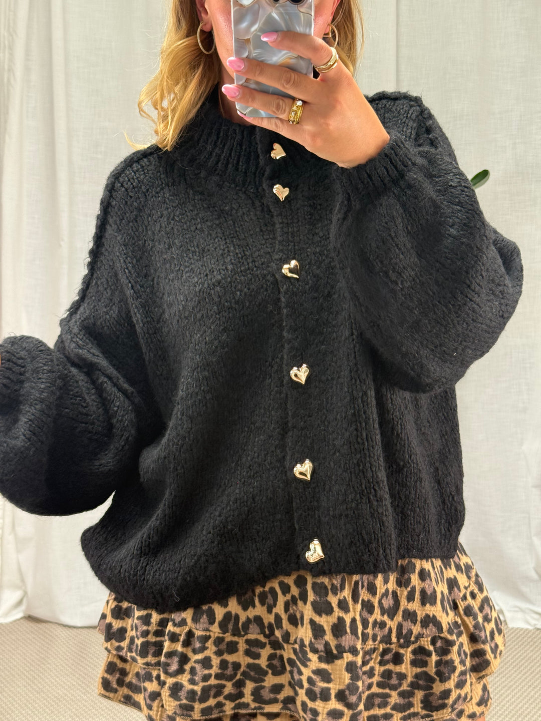 Strickcardigan Herzi – Schwarz