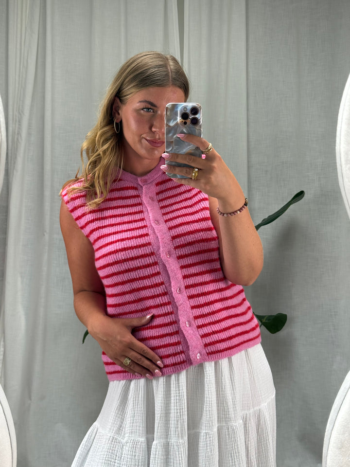 Ärmellose Strickweste - Rosa/Pink