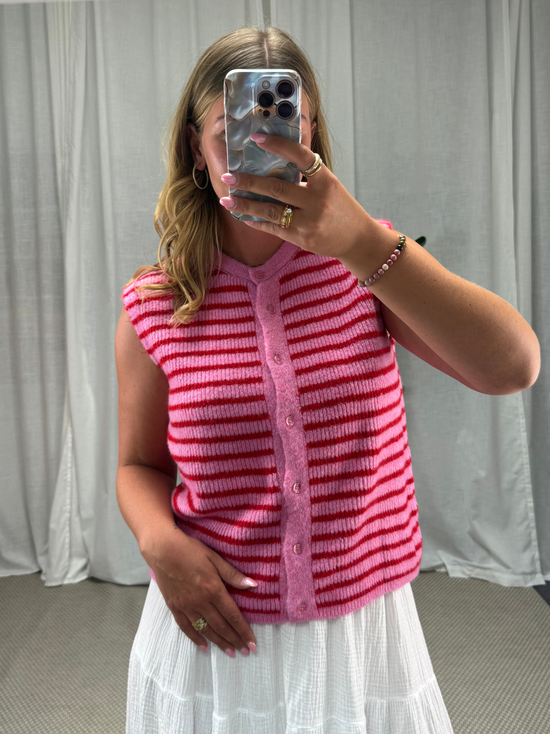 Ärmellose Strickweste - Rosa/Pink