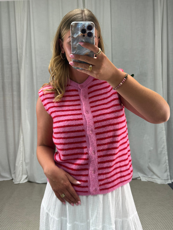 Ärmellose Strickweste - Rosa/Pink