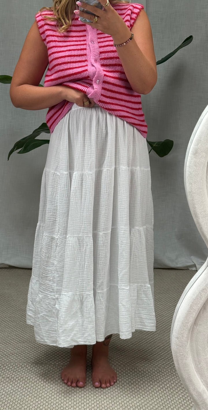 Musselin Maxi Rock Alma - Weiß