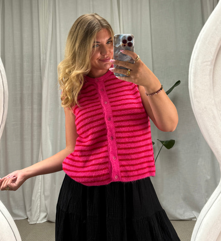 Ärmellose Strickweste Maris - Hot Pink