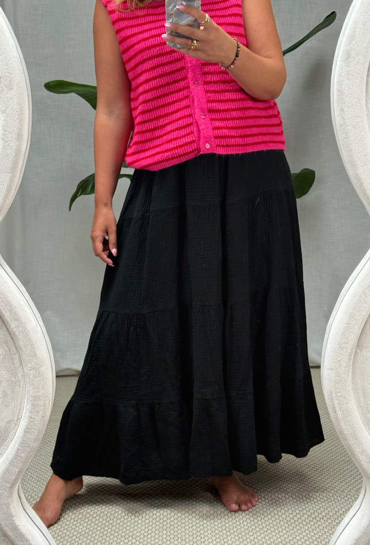 Musselin Maxi Rock Alma - Schwarz