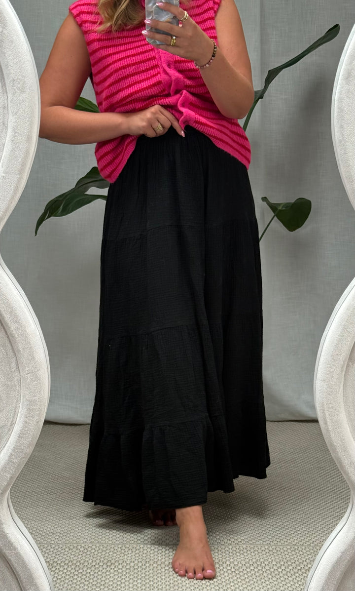 Musselin Maxi Rock Alma - Schwarz