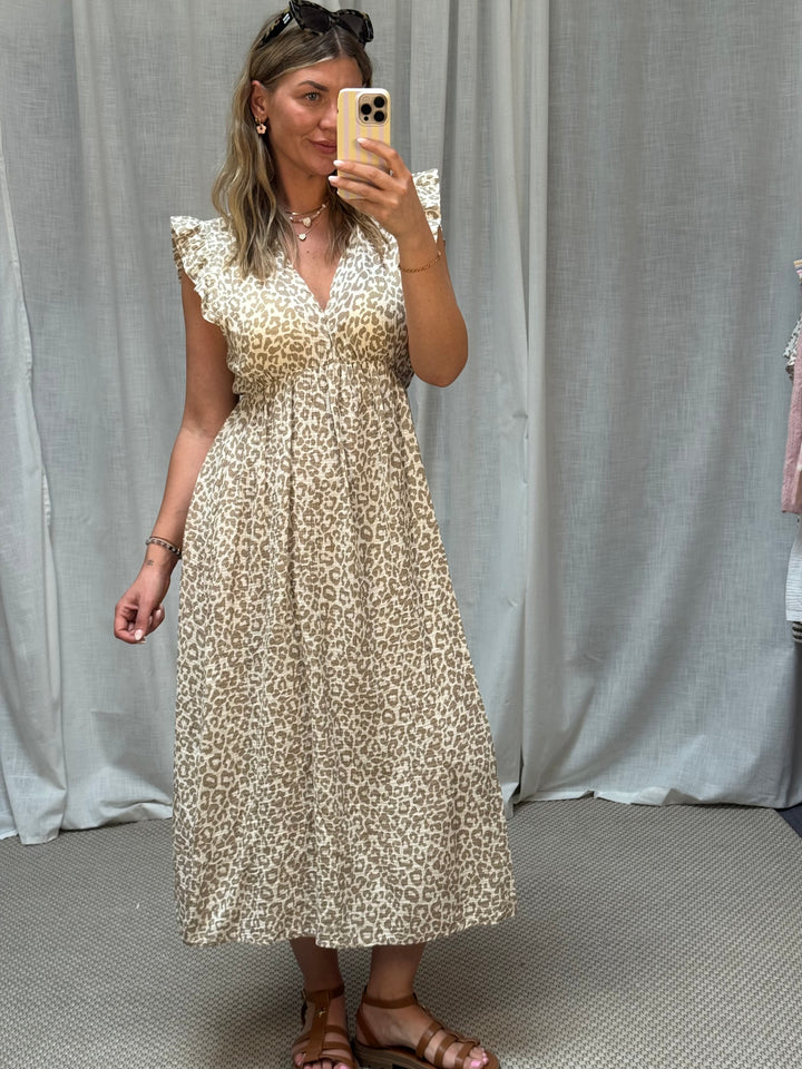 MUSSELIN KLEID - BEIGE