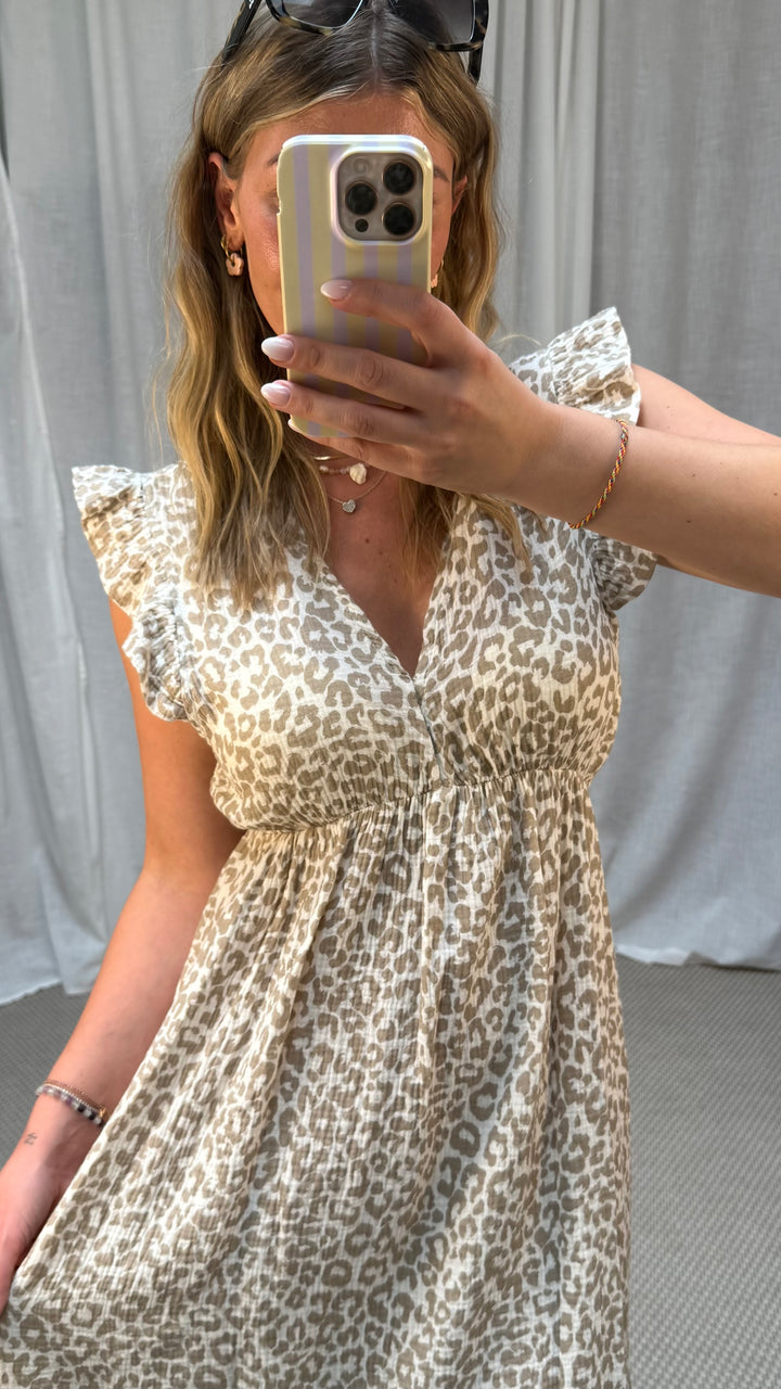 MUSSELIN KLEID - BEIGE