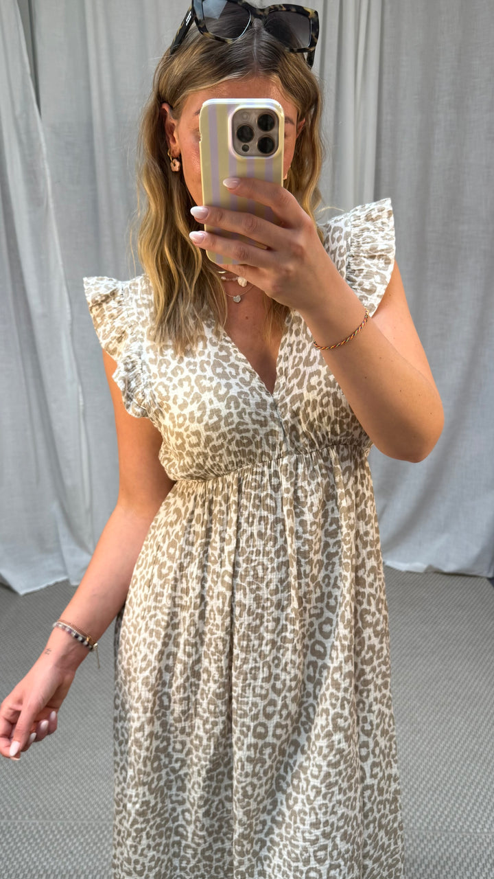 MUSSELIN KLEID - BEIGE