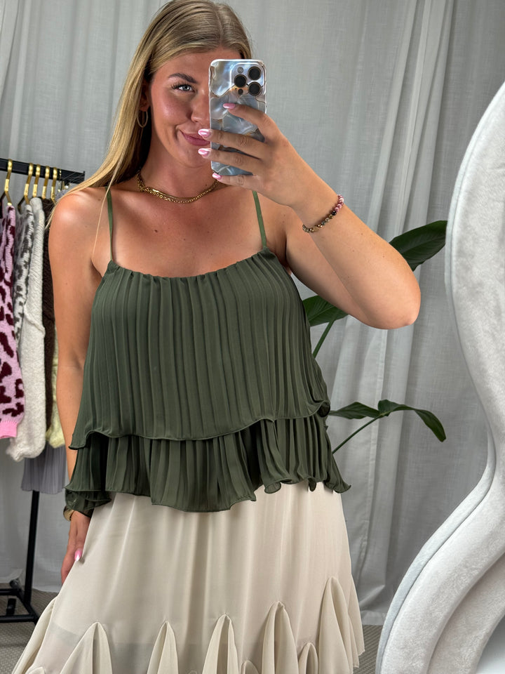 Plissee Top Celina - Khaki