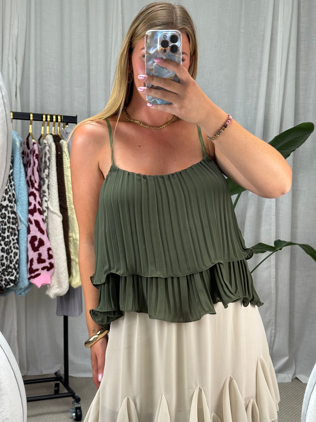 Plissee Top Celina - Khaki