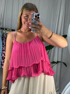 Plissee Top - Hot Pink