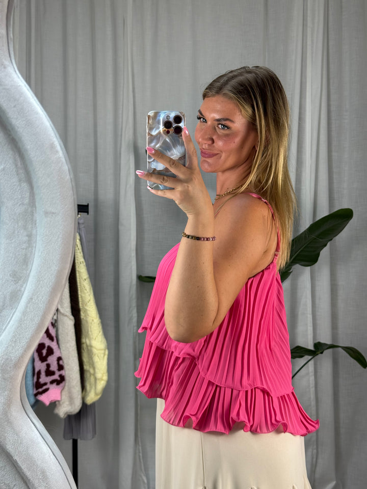 Plissee Top Celina - Hot Pink