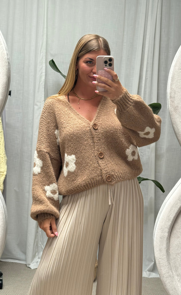 Blumencardigan Caro - Toffee