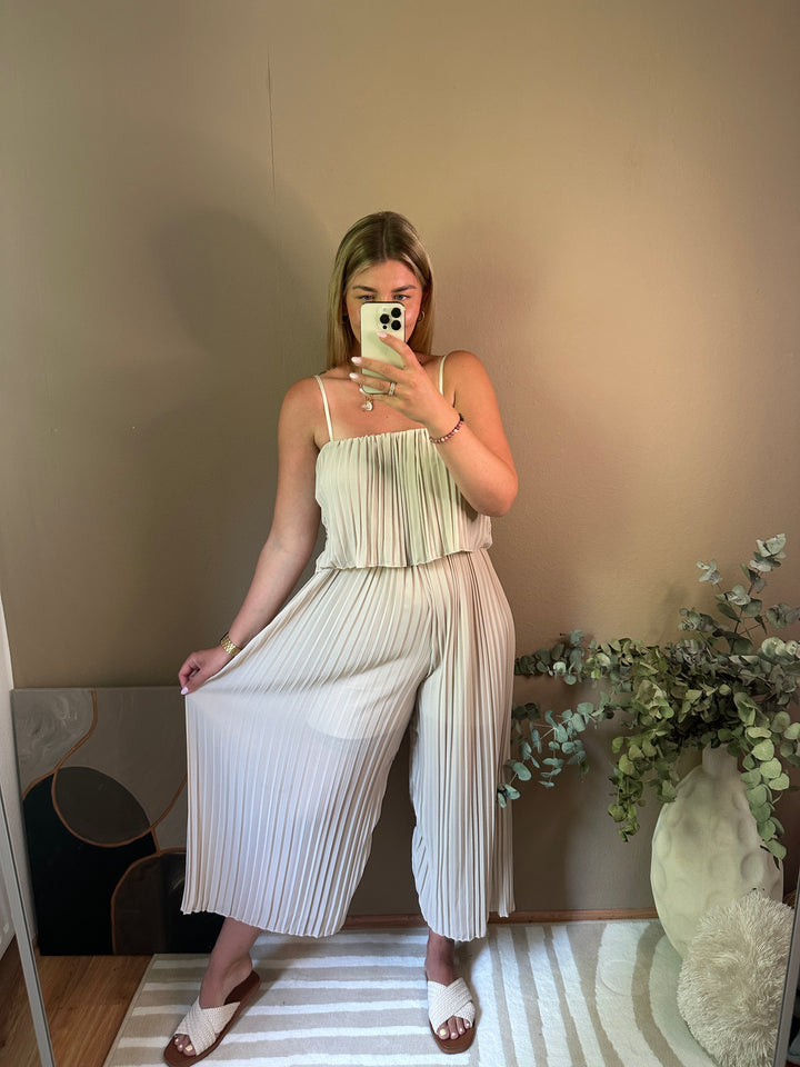Plissee Jumpsuit - Beige