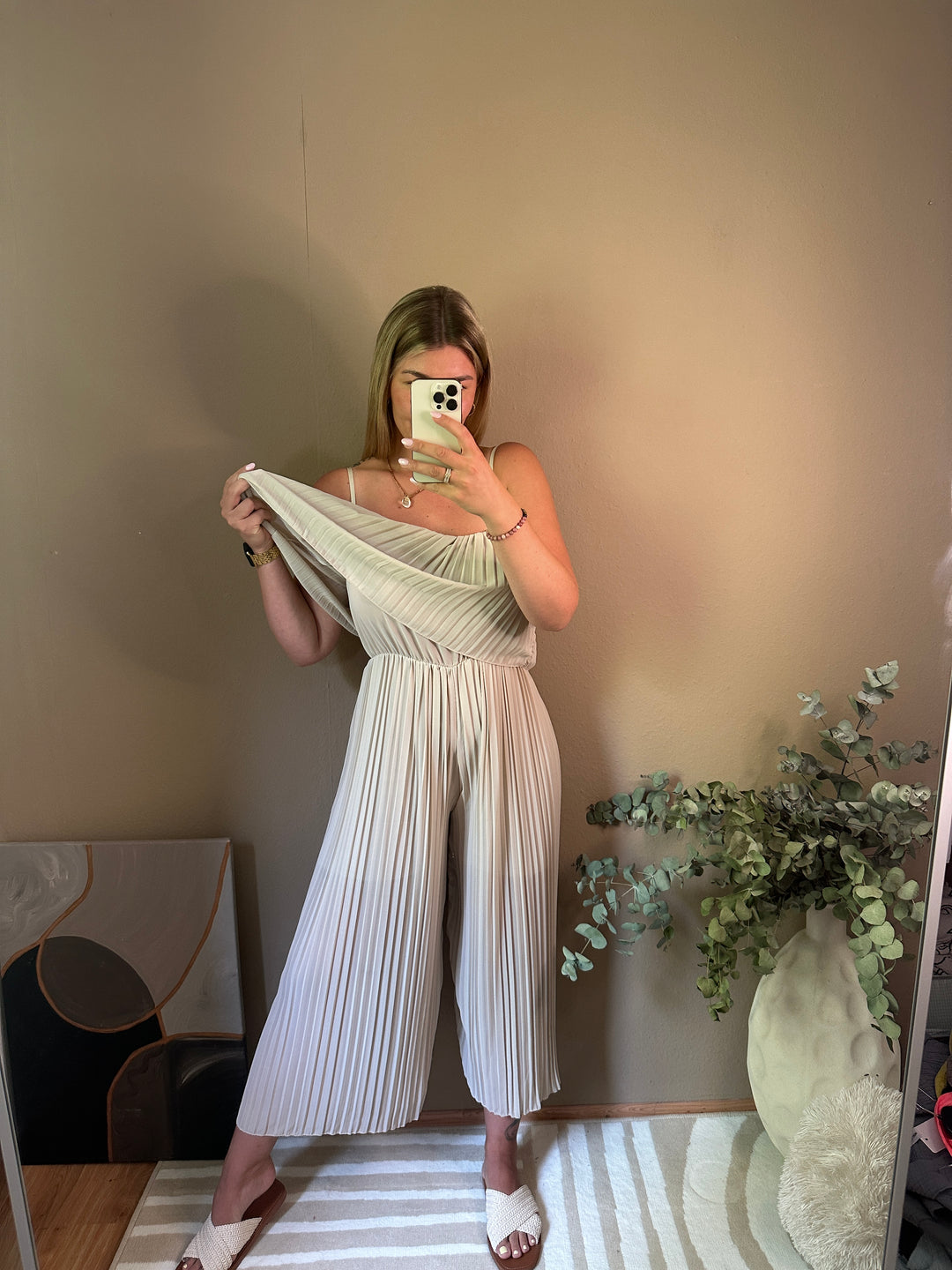 Plissee Jumpsuit - Beige