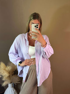 Musselin Bluse - Kurz Flieder