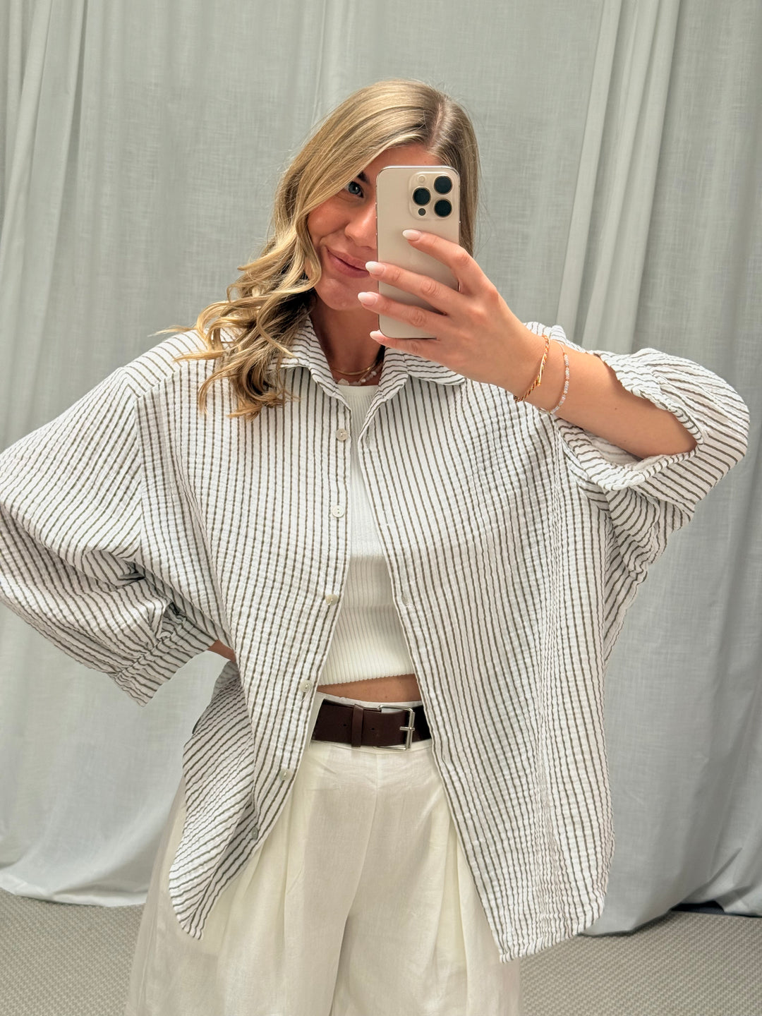 Musselinbluse - Stripe