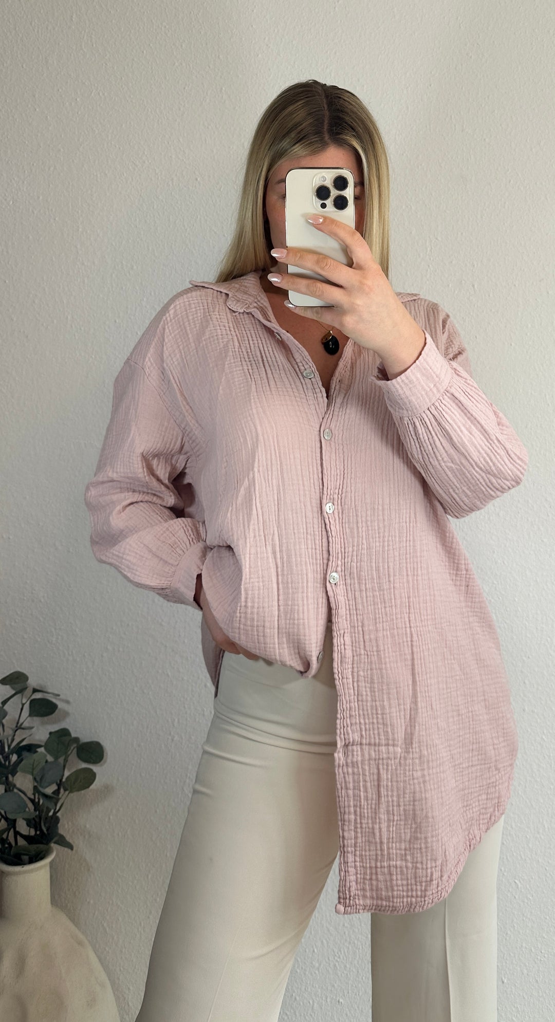 Musselin Bluse Maui - Lang in Altrosa