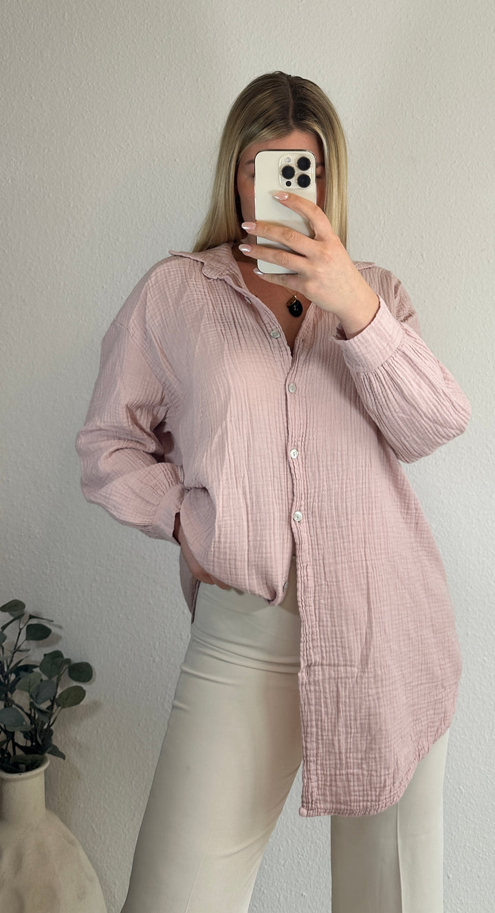Musselin Bluse Maui - Lang in Altrosa